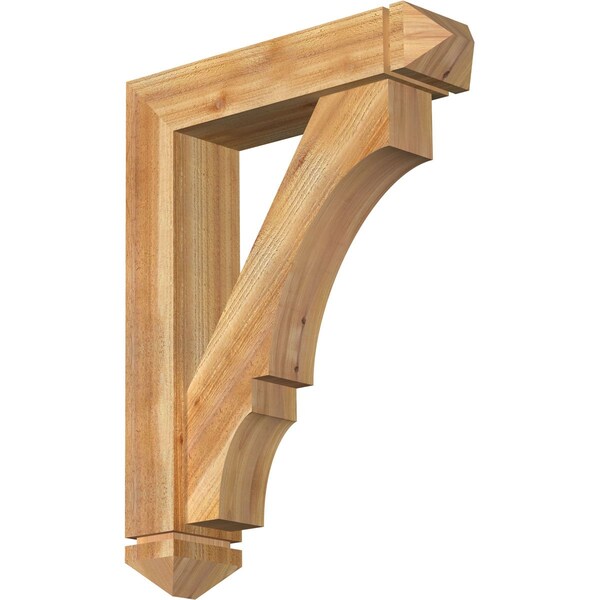 Ekena Millwork Balboa Arts and Crafts Rough Sawn Bracket w/ Offset Brace, Western Red Cedar, 6"W x 24"D x 32"H BKT0604X24X32BOA03RWR - main